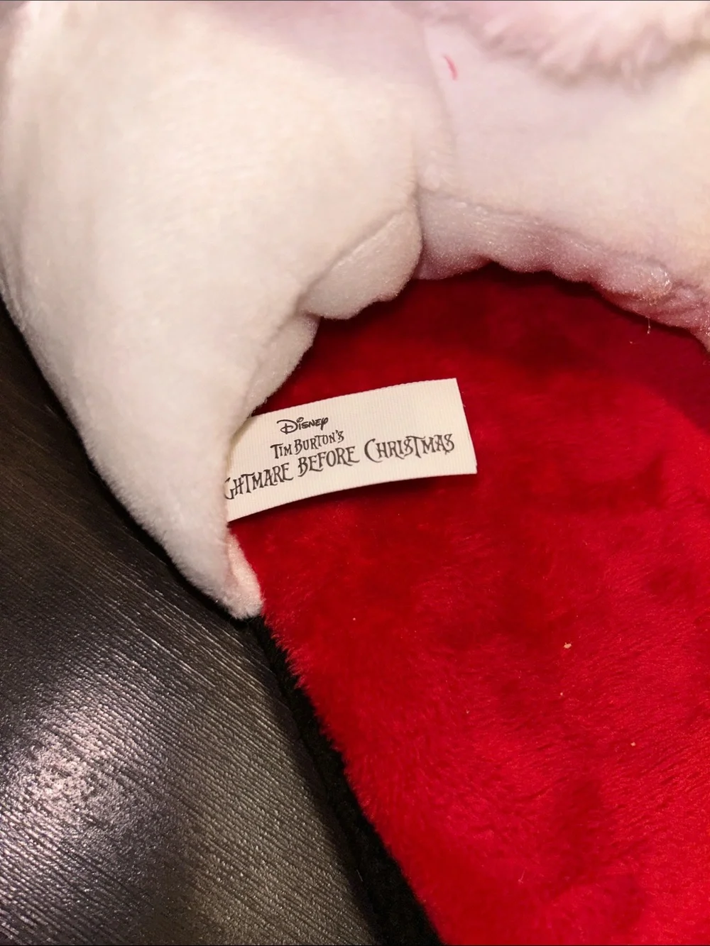 Disney Jack Skellington Plush Slippers in White, Black & Red